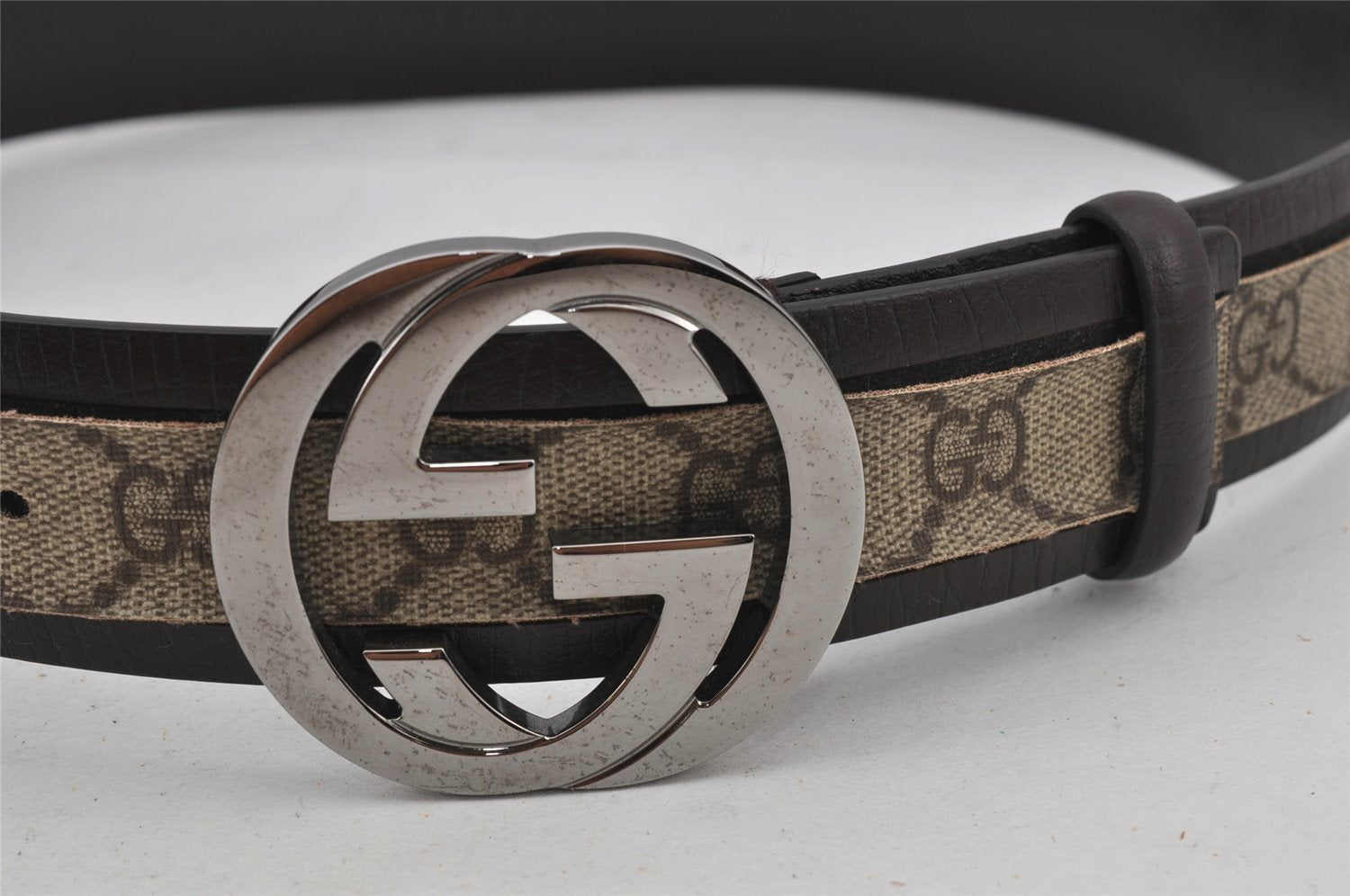 Authentic GUCCI Interlocking G Belt GG PVC Leather 80cm 31.5