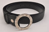 Authentic BVLGARI BVLGARI BVLGARI Leather Belt 32.3-34.3" 20230 Black 7425J