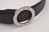 Authentic BVLGARI BVLGARI BVLGARI Leather Belt 32.3-34.3" 20230 Black 7425J