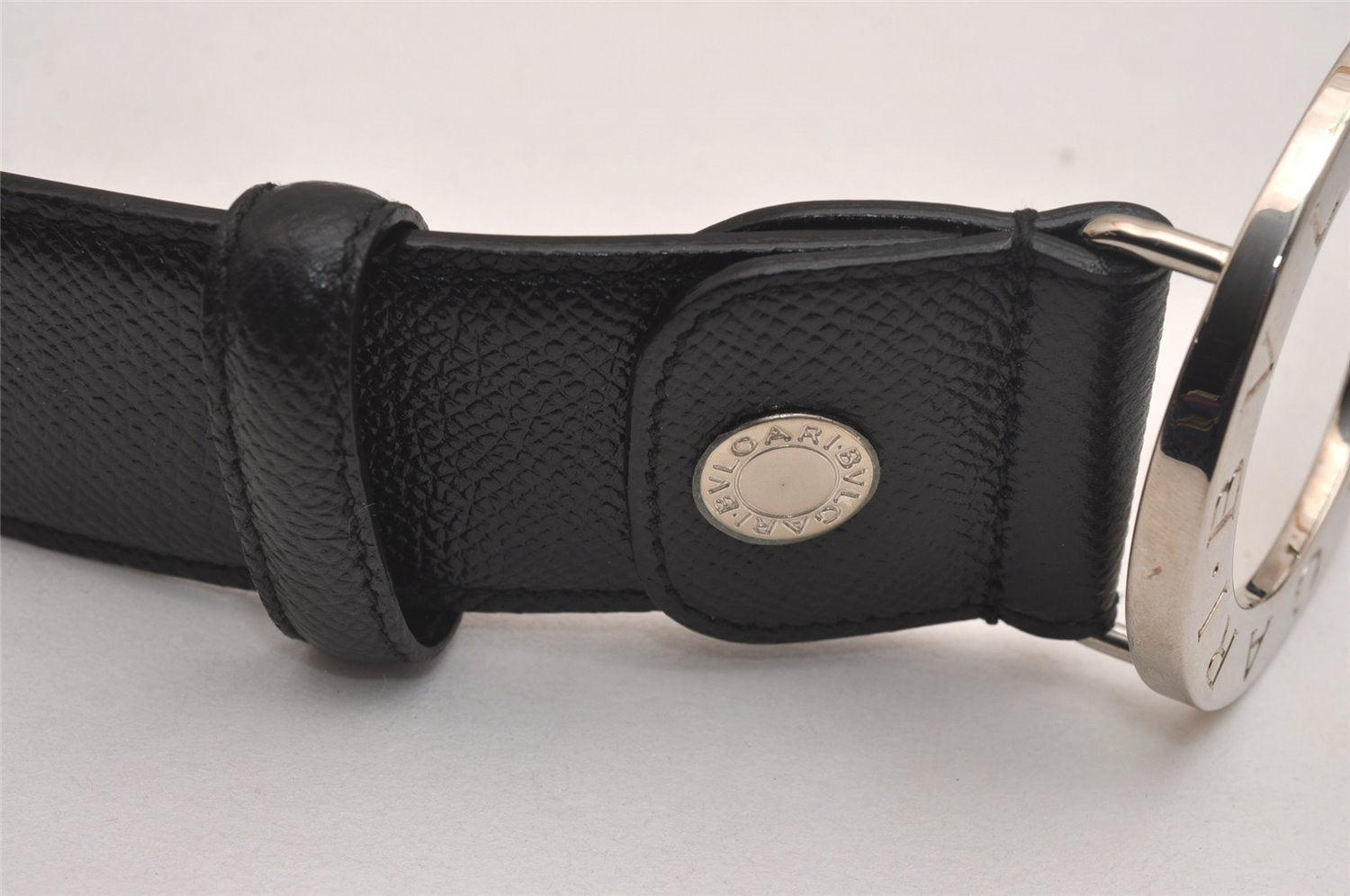 Authentic BVLGARI BVLGARI BVLGARI Leather Belt 32.3-34.3