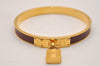 Authentic HERMES Kelly Cadena Bangle Bracelet Gold Bordeaux 7426J