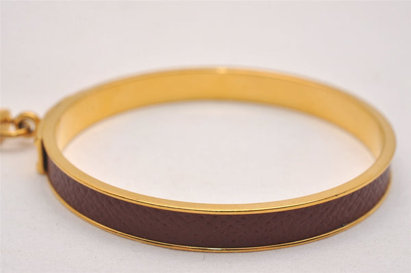 Authentic HERMES Kelly Cadena Bangle Bracelet Gold Bordeaux 7426J