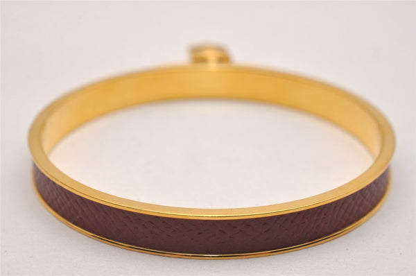 Authentic HERMES Kelly Cadena Bangle Bracelet Gold Bordeaux 7426J