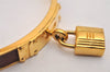 Authentic HERMES Kelly Cadena Bangle Bracelet Gold Bordeaux 7426J