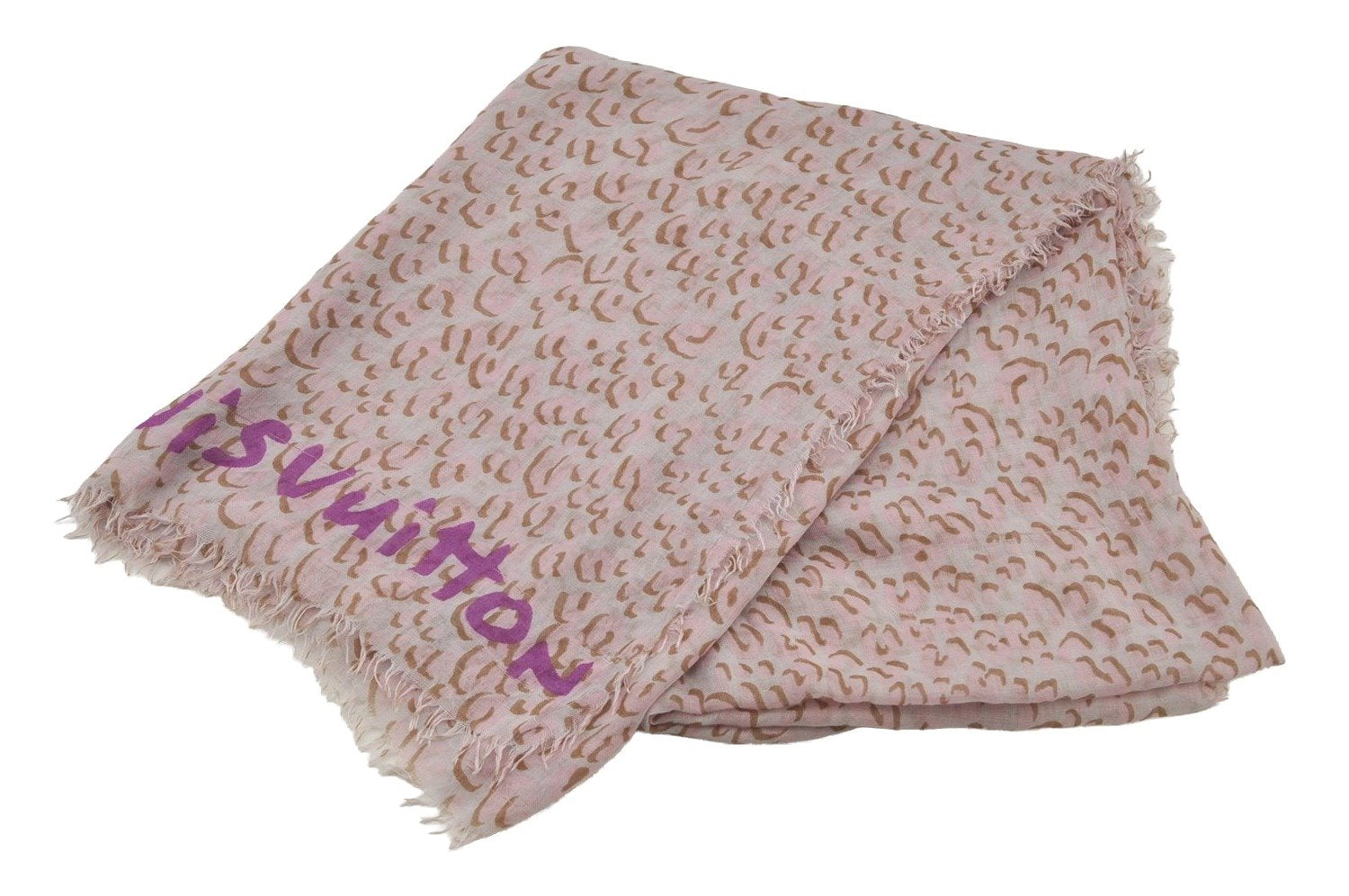 Authentic Louis Vuitton Etole Leopard Stole Scarf Cashmere Silk Pink 7427J