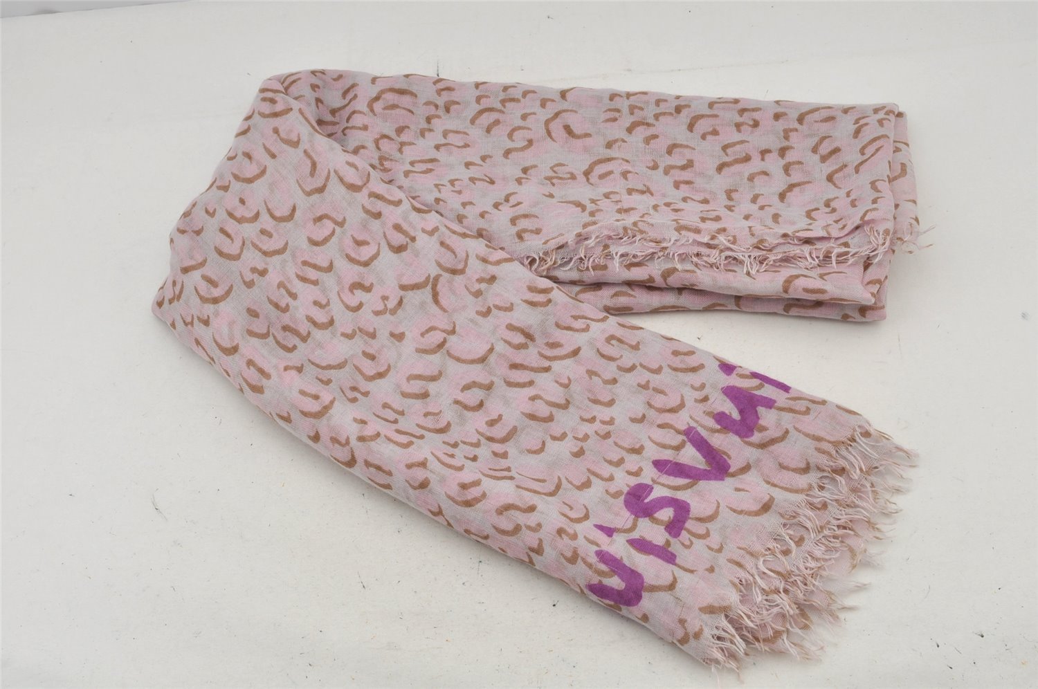 Authentic Louis Vuitton Etole Leopard Stole Scarf Cashmere Silk Pink 7427J