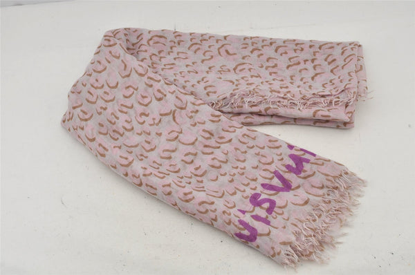 Authentic Louis Vuitton Etole Leopard Stole Scarf Cashmere Silk Pink 7427J