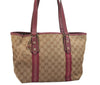 Authentic GUCCI Sherry Line Tote Bag GG Canvas Leather 137396 Beige Pink 7428J