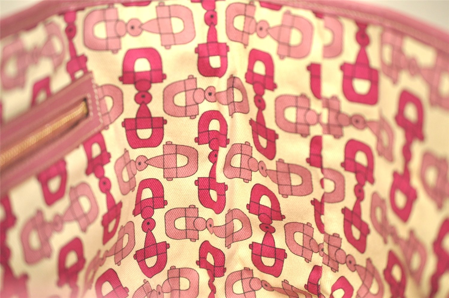 Authentic GUCCI Sherry Line Tote Bag GG Canvas Leather 137396 Beige Pink 7428J