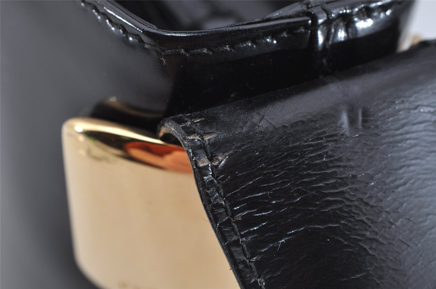 Authentic GUCCI Vintage Shoulder Hand Bag Purse Leather Black 7429I