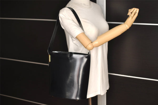 Authentic GUCCI Vintage Shoulder Hand Bag Purse Leather Black 7429I