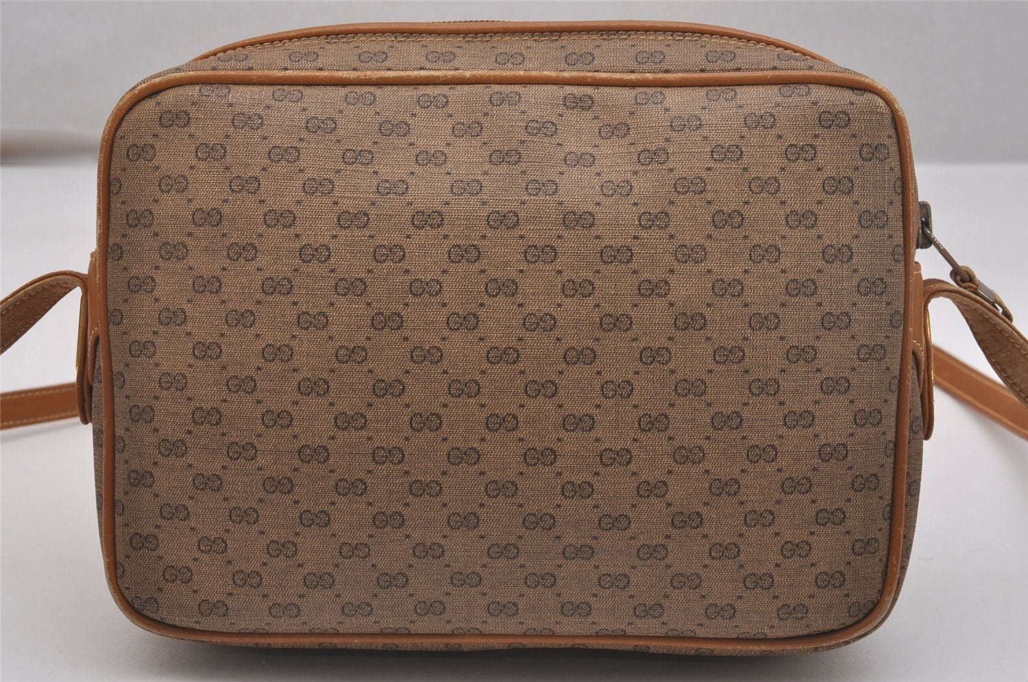 Authentic GUCCI Micro GG PVC Leather Shoulder Cross Body Bag Purse Brown  7431J