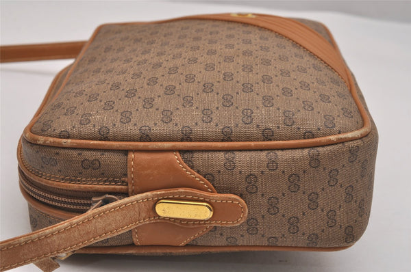 Authentic GUCCI Micro GG PVC Leather Shoulder Cross Body Bag Purse Brown  7431J