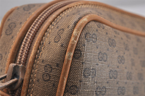 Authentic GUCCI Micro GG PVC Leather Shoulder Cross Body Bag Purse Brown  7431J