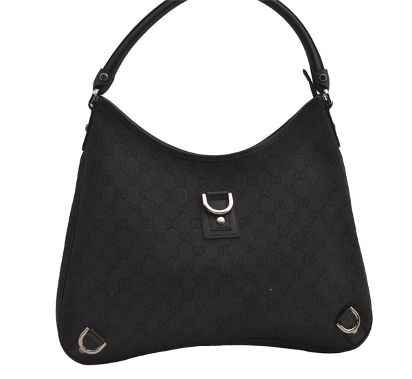 Authentic GUCCI Abbey Shoulder Tote Bag GG Canvas Leather 268636 Black 7432J