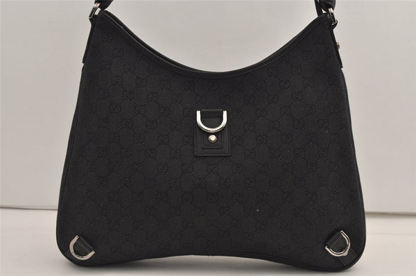 Authentic GUCCI Abbey Shoulder Tote Bag GG Canvas Leather 268636 Black 7432J