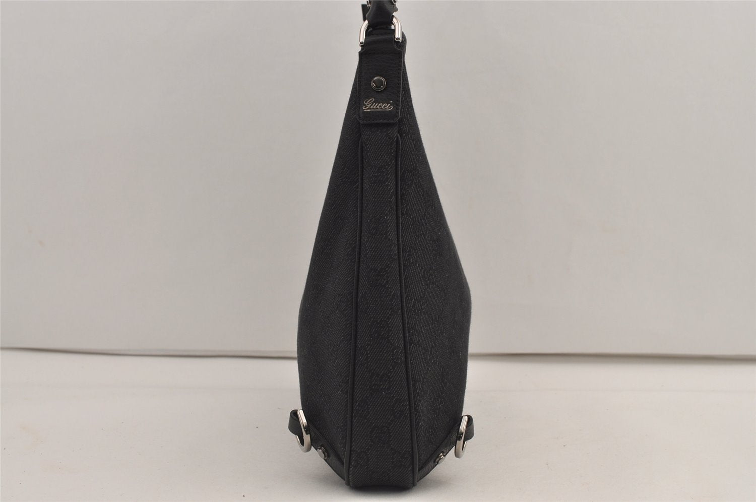 Authentic GUCCI Abbey Shoulder Tote Bag GG Canvas Leather 268636 Black 7432J