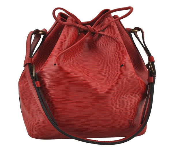 Authentic Louis Vuitton Epi Petit Noe Shoulder Drawstring Bag M44107 Red 7433J