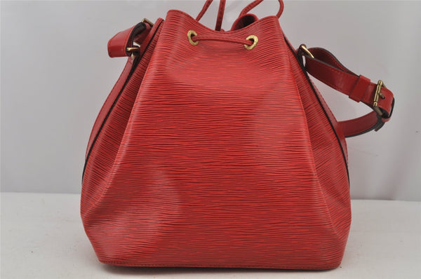 Authentic Louis Vuitton Epi Petit Noe Shoulder Drawstring Bag M44107 Red 7433J