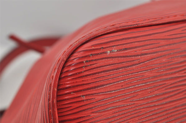 Authentic Louis Vuitton Epi Petit Noe Shoulder Drawstring Bag M44107 Red 7433J