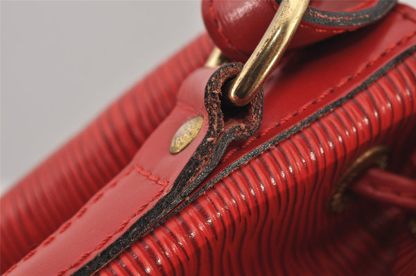 Authentic Louis Vuitton Epi Petit Noe Shoulder Drawstring Bag M44107 Red 7433J