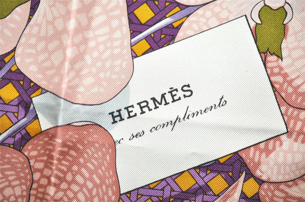 Authentic HERMES Carre 90 Scarf "Souvenirs d'Asie" Silk Purple 7434J