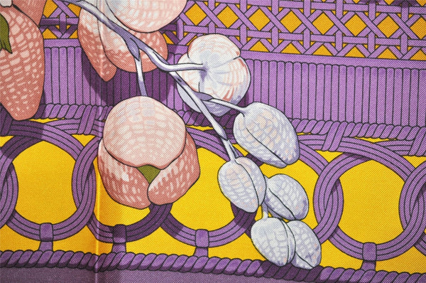 Authentic HERMES Carre 90 Scarf "Souvenirs d'Asie" Silk Purple 7434J