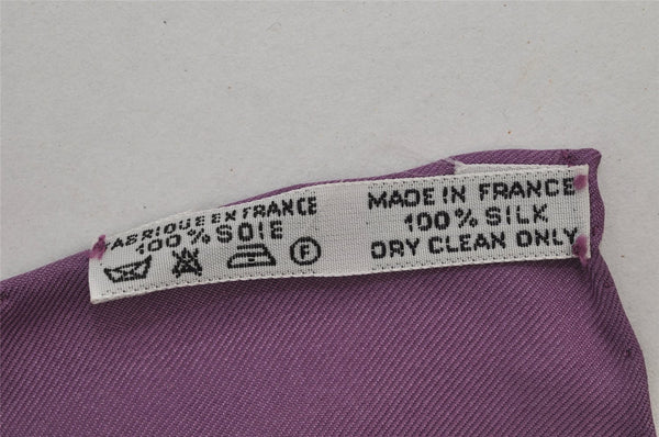 Authentic HERMES Carre 90 Scarf "Souvenirs d'Asie" Silk Purple 7434J