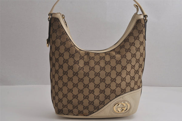 Authentic GUCCI New Britt Shoulder Bag GG Canvas Leather 182491 Brown 7435J