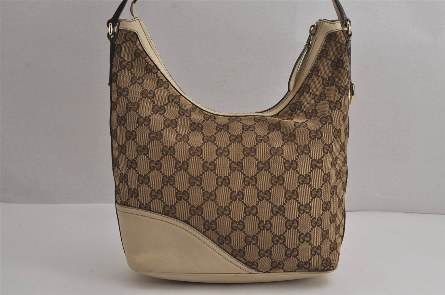 Authentic GUCCI New Britt Shoulder Bag GG Canvas Leather 182491 Brown 7435J