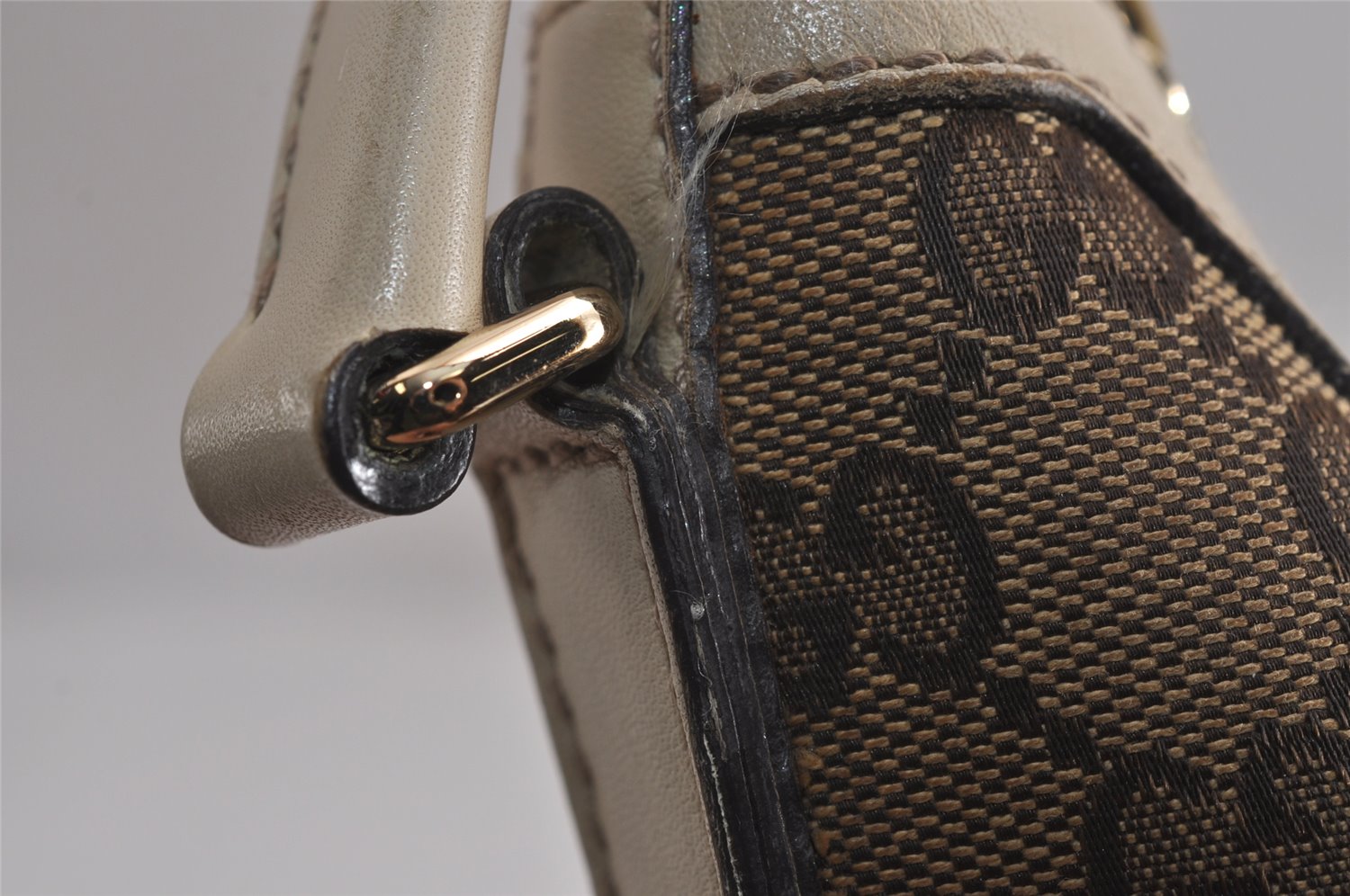 Authentic GUCCI New Britt Shoulder Bag GG Canvas Leather 182491 Brown 7435J