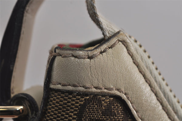 Authentic GUCCI New Britt Shoulder Bag GG Canvas Leather 182491 Brown 7435J