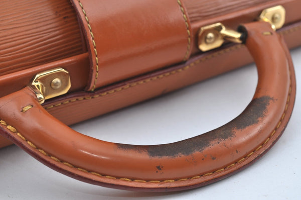 Authentic Louis Vuitton Epi Serviette Fermoir Briefcase Brown M54358 LV 7436H