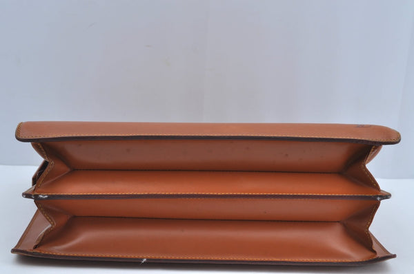 Authentic Louis Vuitton Epi Serviette Fermoir Briefcase Brown M54358 LV 7436H