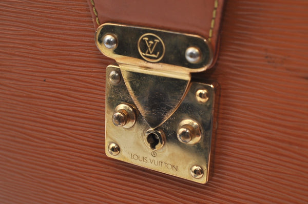Authentic Louis Vuitton Epi Serviette Fermoir Briefcase Brown M54358 LV 7436H
