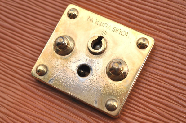 Authentic Louis Vuitton Epi Serviette Fermoir Briefcase Brown M54358 LV 7436H