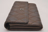 Authentic CHANEL Lamb Skin Matelasse CC Logo Long Wallet Purse Brown 7436I