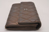 Authentic CHANEL Lamb Skin Matelasse CC Logo Long Wallet Purse Brown 7436I