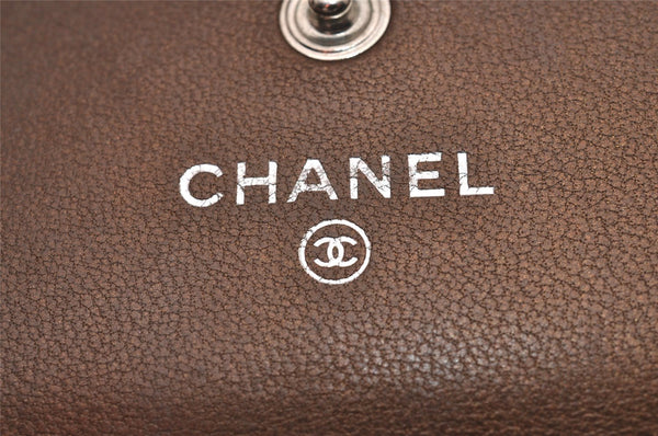 Authentic CHANEL Lamb Skin Matelasse CC Logo Long Wallet Purse Brown 7436I