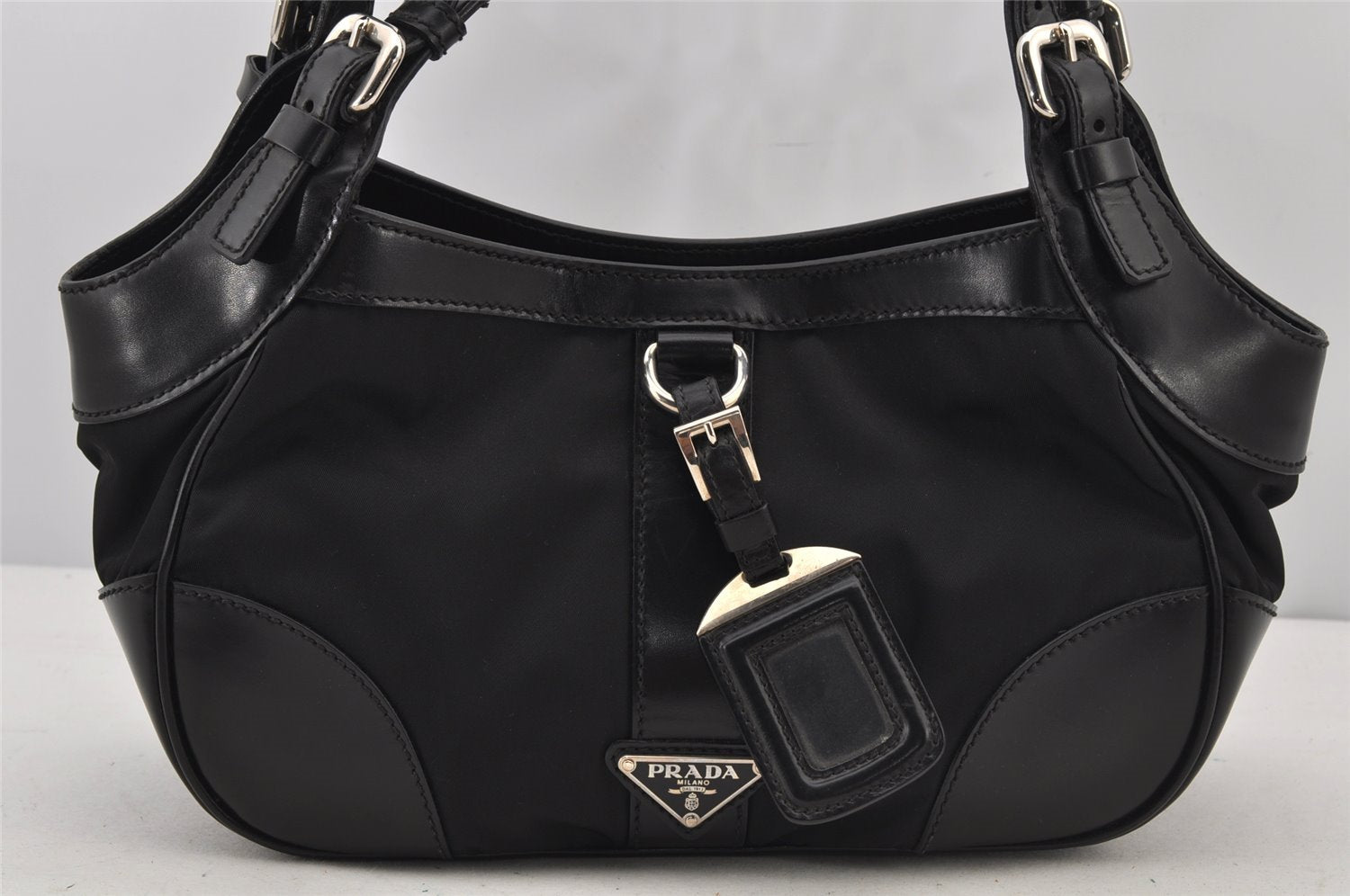 Authentic PRADA Vintage Nylon Tessuto Shoulder Hand Bag Purse Black 7437J