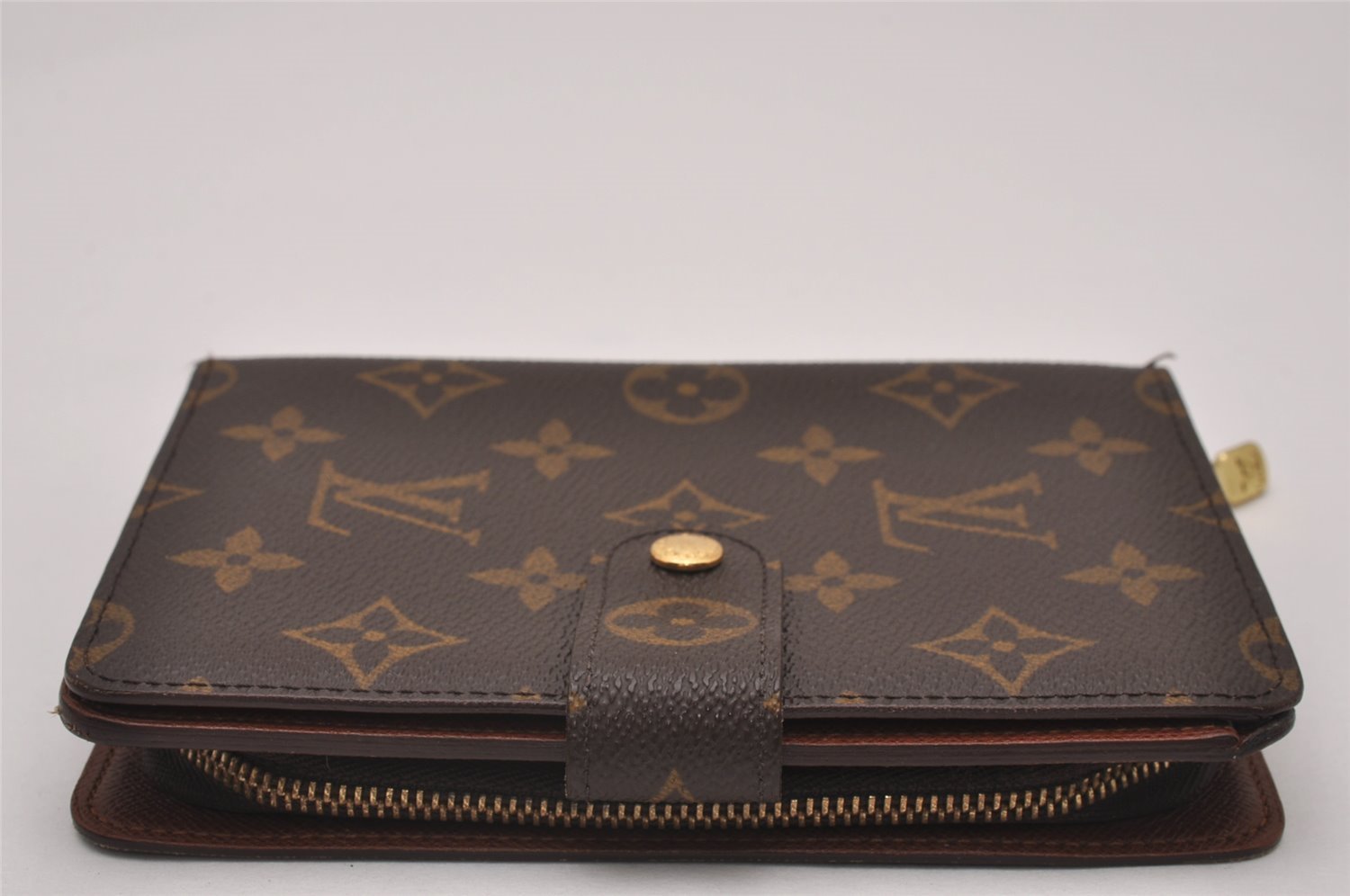 Authentic Louis Vuitton Monogram Porte Papier Zip Bifold Wallet M61207 LV 7438I