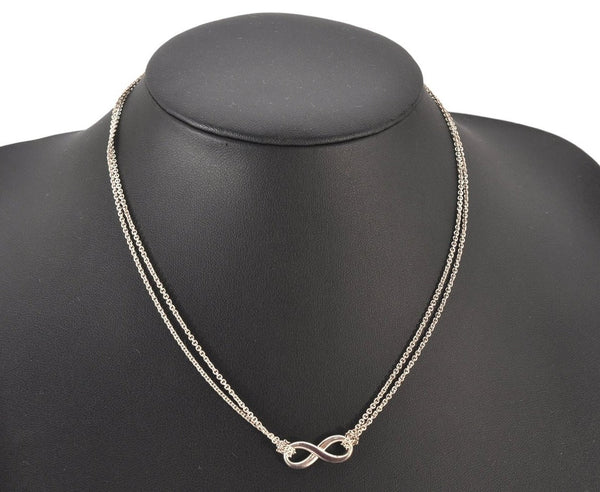 Authentic TIFFANY & Co. Double Chain Infinite Motif Necklace Silver 7438K