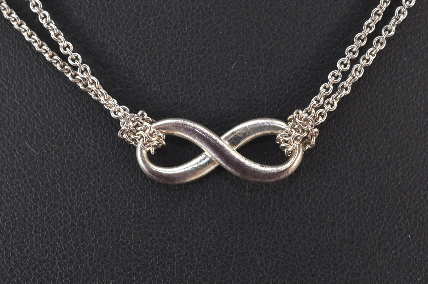 Authentic TIFFANY & Co. Double Chain Infinite Motif Necklace Silver 7438K