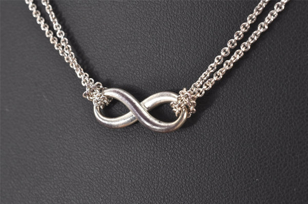 Authentic TIFFANY & Co. Double Chain Infinite Motif Necklace Silver 7438K