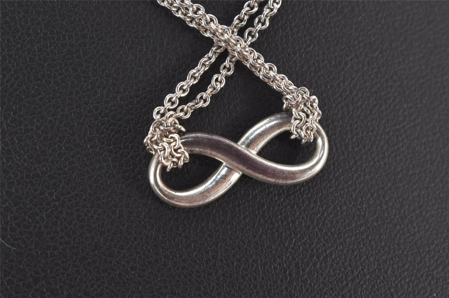 Authentic TIFFANY & Co. Double Chain Infinite Motif Necklace Silver 7438K