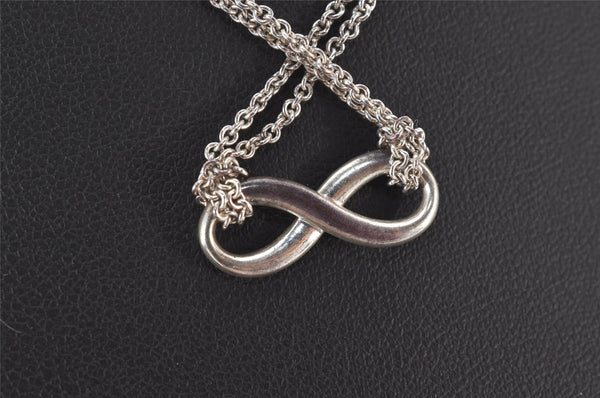 Authentic TIFFANY & Co. Double Chain Infinite Motif Necklace Silver 7438K