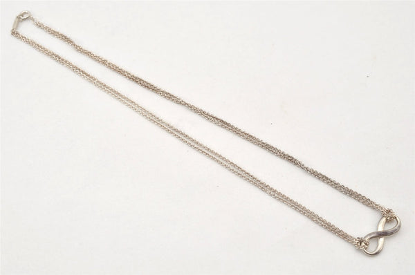 Authentic TIFFANY & Co. Double Chain Infinite Motif Necklace Silver 7438K