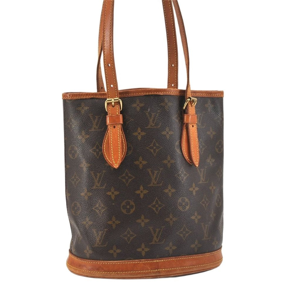 Authentic Louis Vuitton Monogram Bucket PM Shoulder Tote Bag M42238 Junk 7439K