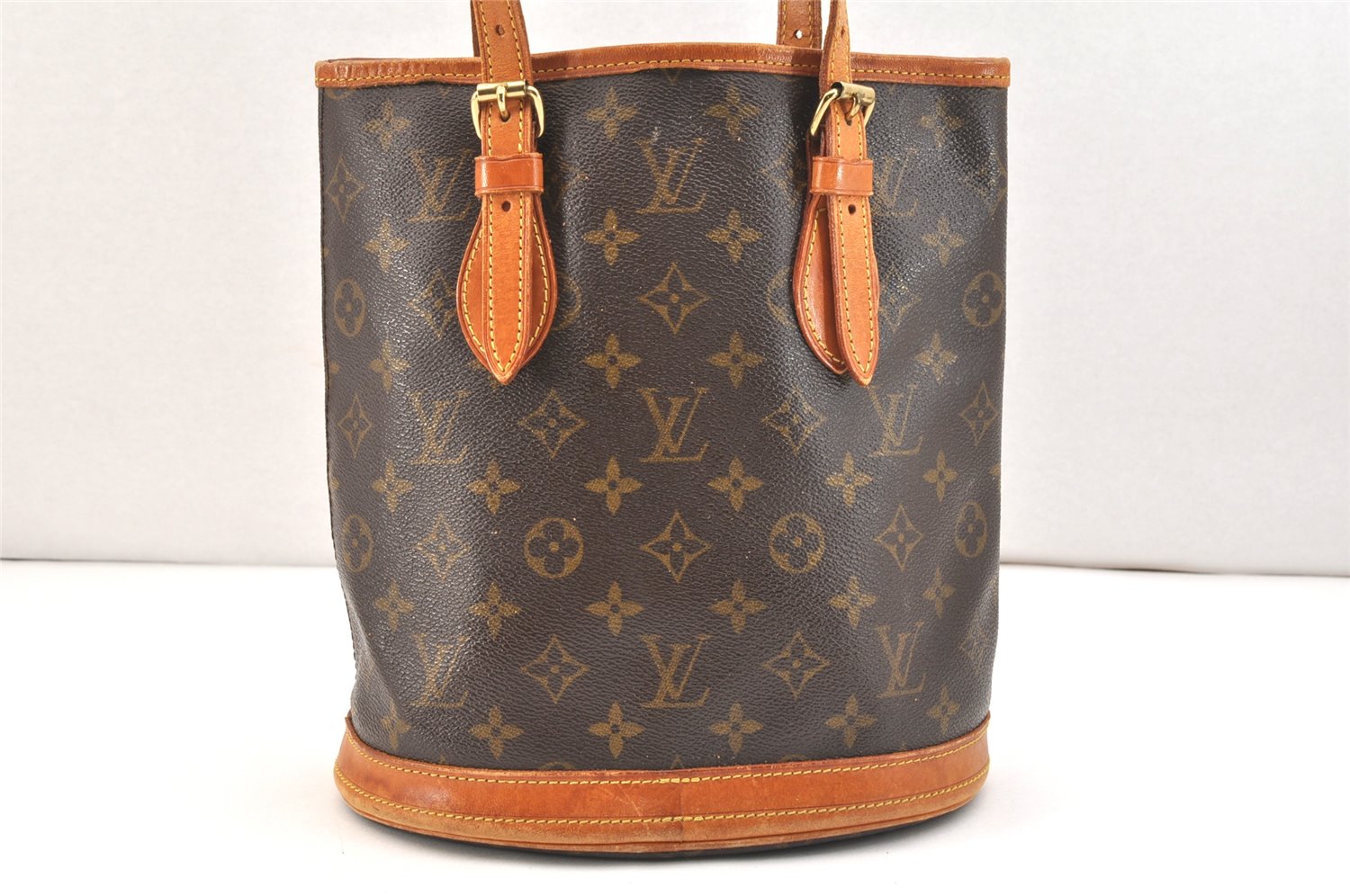 Authentic Louis Vuitton Monogram Bucket PM Shoulder Tote Bag M42238 Junk 7439K