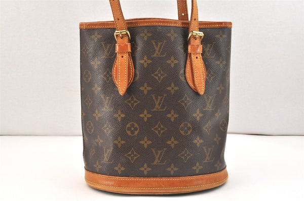 Authentic Louis Vuitton Monogram Bucket PM Shoulder Tote Bag M42238 Junk 7439K